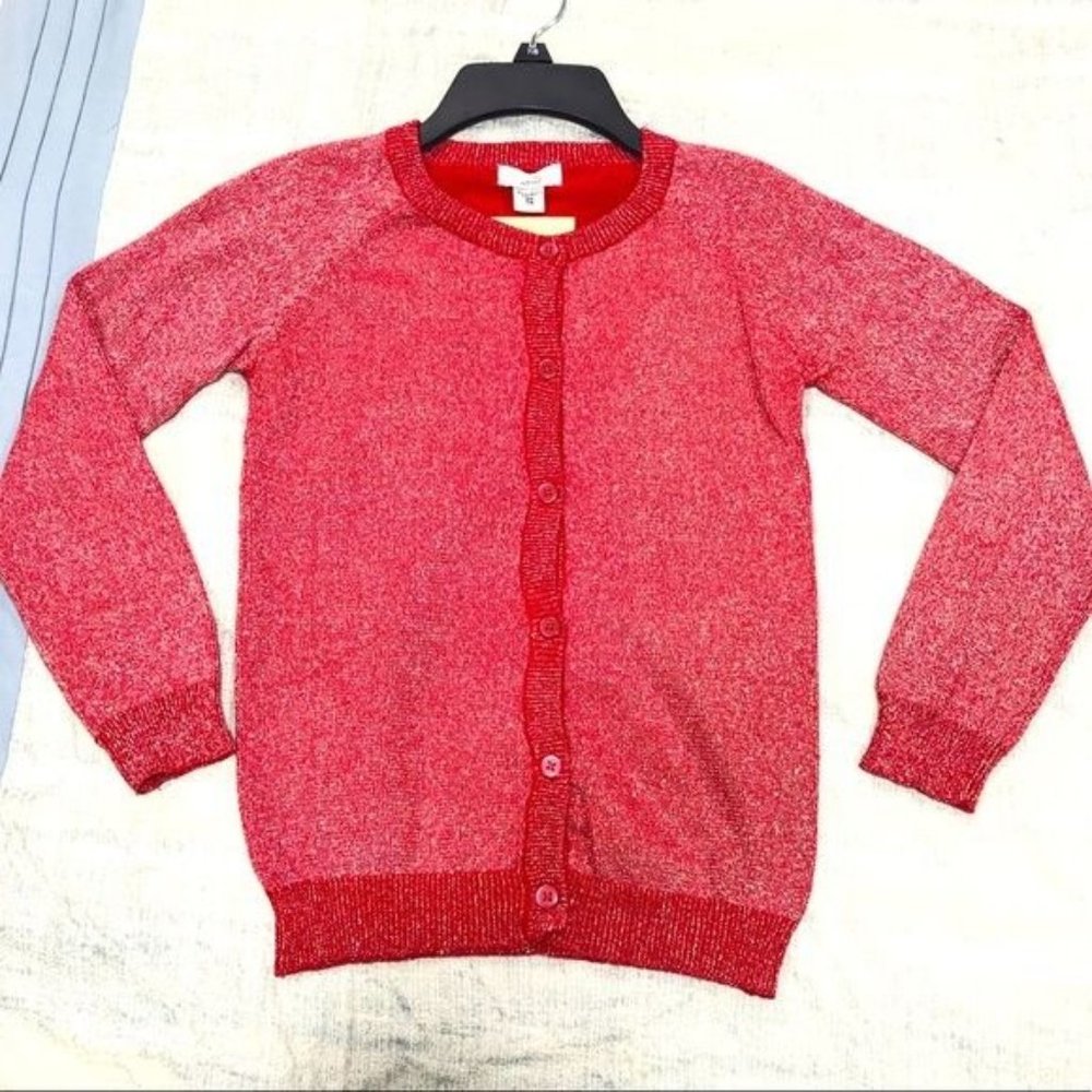 NWT Special Editions girls holiday cardigan red silver size 10/12